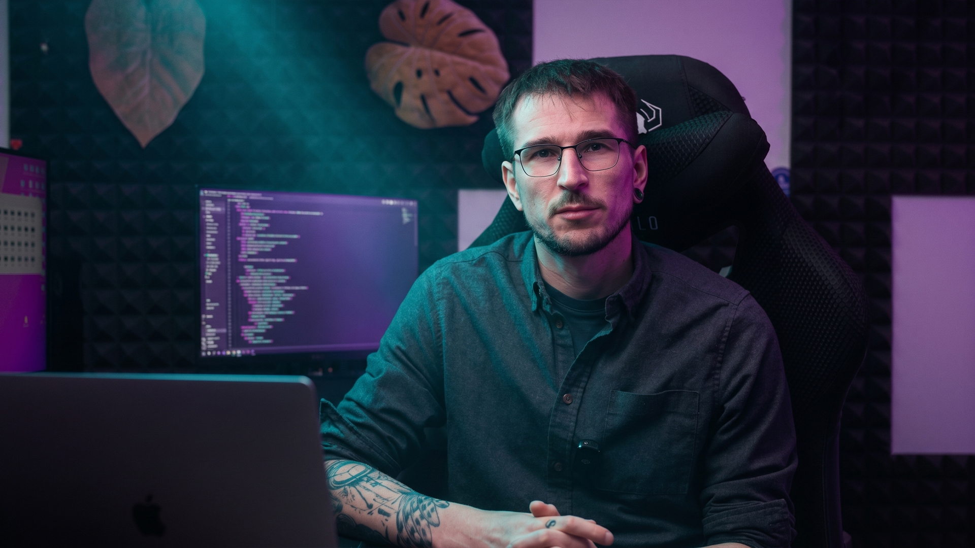 László Olasz — AI automation engineer — at his workstation